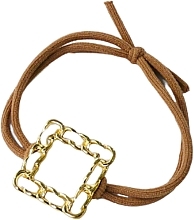Hair Tie with Square Decoration, brown - Lolita Accessories — photo N1