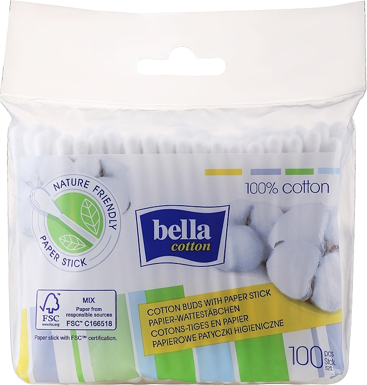 Cotton Buds in Polyethylene Pack, 100pcs - Bella — photo N2