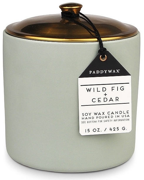 Scented Candle 'Wild Fig & Cedar', 3 wicks - Paddywax Hygge Ceramic Candle Sage Wild Fig & Cedar — photo N1