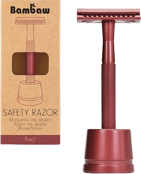 Razor with Stand, red - Bambaw Safety Razor — photo N1