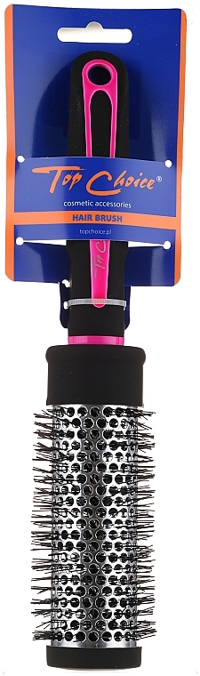 Round Hair Brush "Neon", 37 mm, 63718, black and pink - Top Choice — photo N1