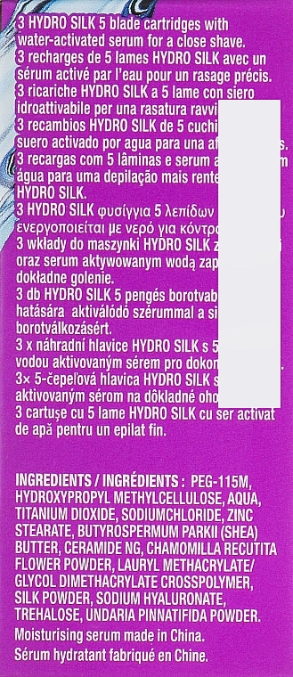 Replacement Shaving Cassettes, 3 pcs - Wilkinson Sword Hydro Silk — photo N4