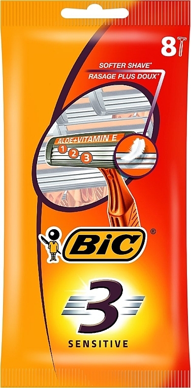 Sensitive 3 Shaving Razor, 8pcs - Bic — photo N1