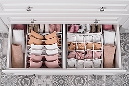 Storage Organiser with 16 Compartments 'Home', white 30x30x10 cm - MAKEUP Drawer Underwear Organizer White — photo N4