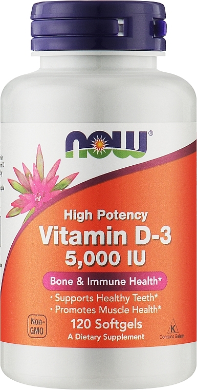 Dietary Supplement "Vitamin D-3" - Now Foods Vitamin D-3 5000 IU Structural Support — photo N1