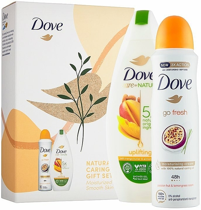 Set - Dove Naturally Caring Gift Set (sh/gel/250 ml + deo/spray/150 ml) — photo N1