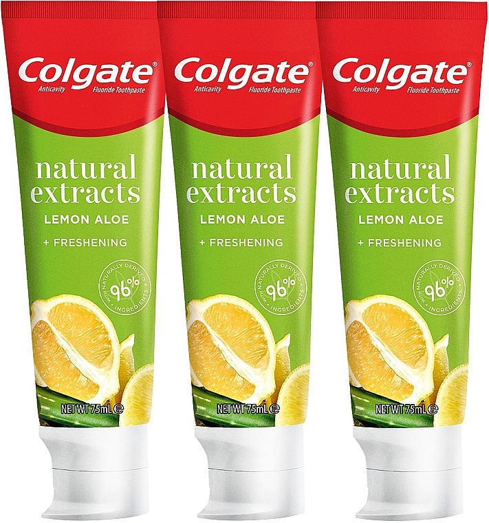 Set - Colgate Natural Extracts Ultimate Fresh Clean Lemon & Aloe Trio (toothpaste/3x75ml) — photo N3