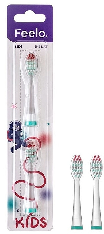 Kids Sonic Toothbrush Head, 3-6 years, 2 pcs - Feelo Kids — photo N1