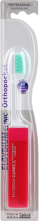 Travel Toothbrush, bright pink - Elgydium Clinic X Orthopocket — photo N1