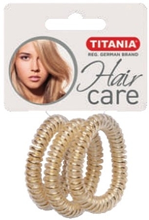 Anti Ziep Hair Tie, plastic, golden, 3 pcs, 5 cm - Titania — photo N1