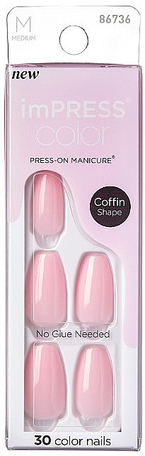 False Nails Set - Kiss imPress Color Medium Coffin Press-On — photo N1