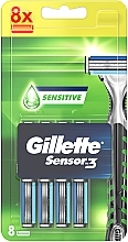 Replaceable Shaving Cartridges, 8 pcs - Gillette Sensor3 Sensitive — photo N1