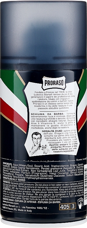 Aloe and Vitamin E Shaving Foam - Proraso Blue Line Shaving Foam — photo N7