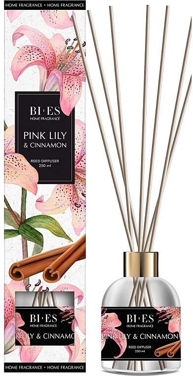 Reed Diffuser "Pink Lily & Cinnamon" - Bi-Es Home Fragrance Pink Lily & Cinnamon Reed Diffuser — photo N1