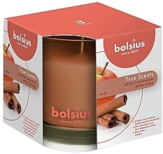 Fragrances, Perfumes, Cosmetics Candle in Glass True Scents Apple Cinnamon, 95x95mm - Bolsius Pillar True Scents Apple Cinnamon