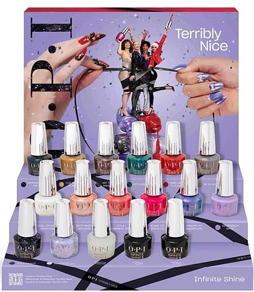 Set - OPI Infinite Shine Holiday 2023 Terribly Nice Collection (nail/polish/14x15ml + primer/15ml + top/coat/2x15ml) — photo N1