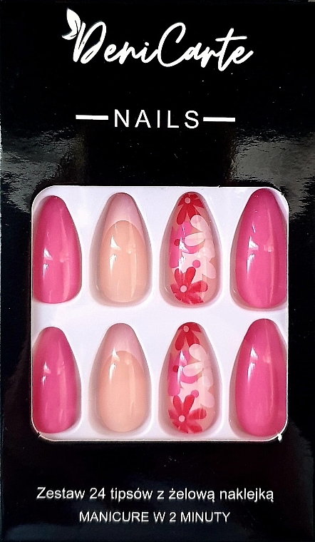 Almond Nail Tips, 24 pcs - Deni Card Nails 9980 — photo N1