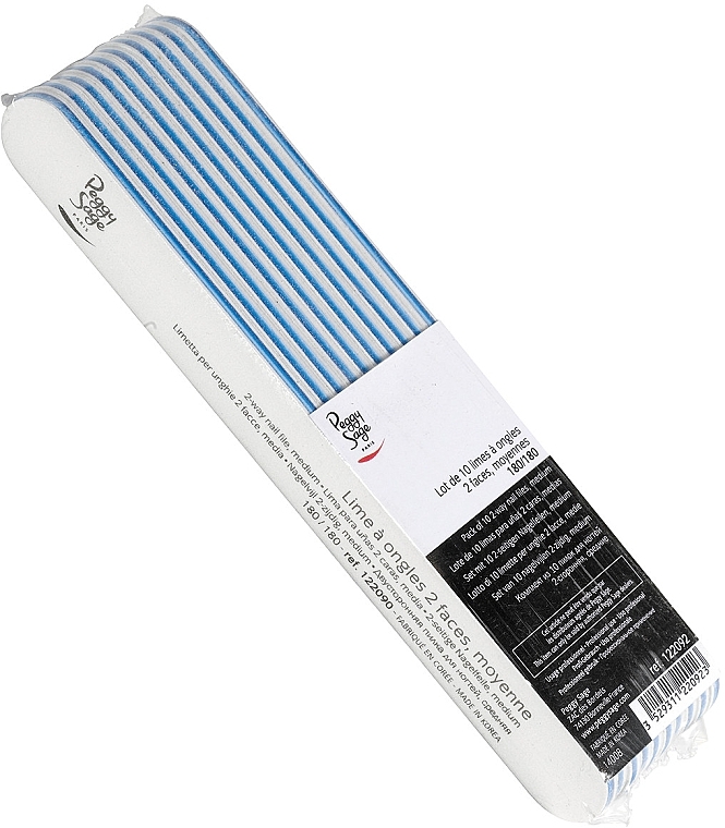 Double-Sided Nail File Set, 180/180, white - Peggy Sage 2-Way Medium Washable Nail Files — photo N6