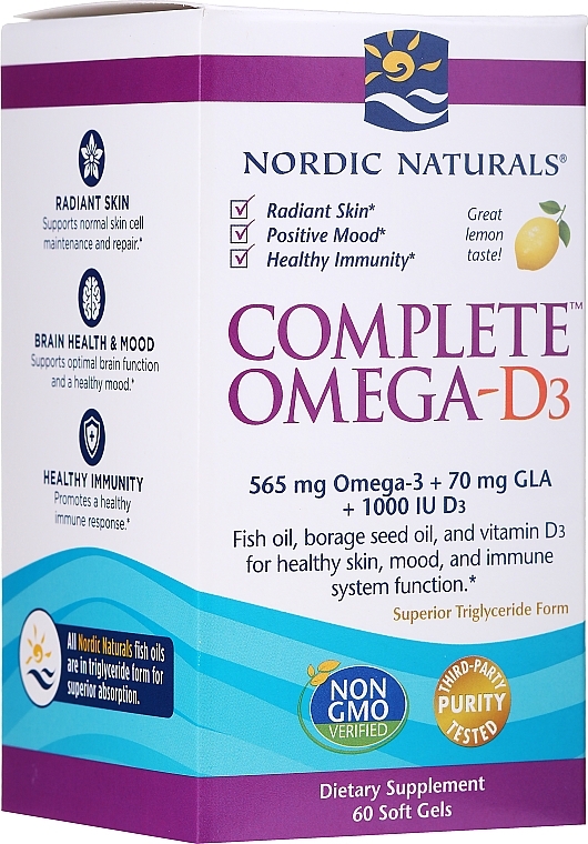 Dietary Supplement "Complete Omega-D3", lemon - Nordic Naturals Complete Omega- D3 Lemon — photo N2