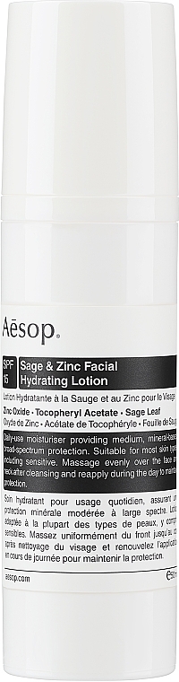 Face & Body Sunscreen Lotion - Aesop Sage & Zinc Facial Hydrating Lotion SPF15 — photo N1