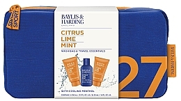 Fragrances, Perfumes, Cosmetics Set - Baylis & Harding Citrus Lime & Mint Men's Wash Bag & Travel Essentials Gift Set (shm/100ml + f/wash/50ml + ash/balm/50ml + bag/1pc)