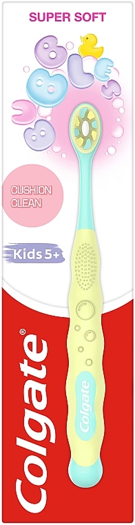 Kids Toothbrush, 5+ years, yellow - Colgate Cushion Clean Kids 5+ Super Soft — photo N1