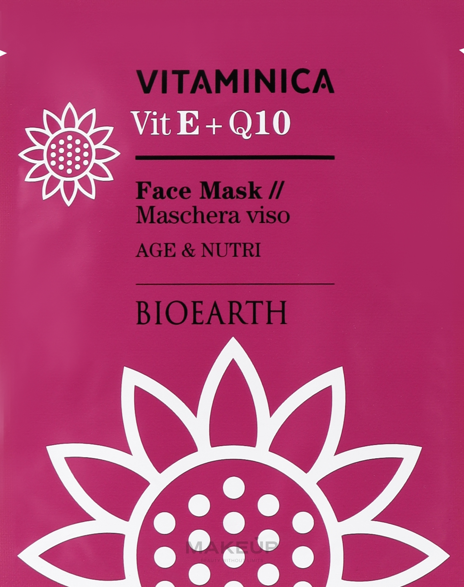 Rejuvenating Sheet Mask for Dry & Sensitive Skin - Bioearth Vitaminica Single Sheet Face Mask Vit E + Q10 — photo 15 ml