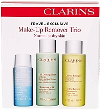 Fragrances, Perfumes, Cosmetics Set - Clarins Make-Up Trio Travel Gift Set (cl/milk/50ml + f/lot/50ml + remover/30ml)