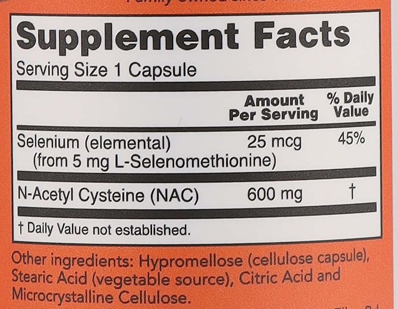 Dietary Supplement "NAC", 600mg - Now Foods NAC Veg Capsules — photo N6