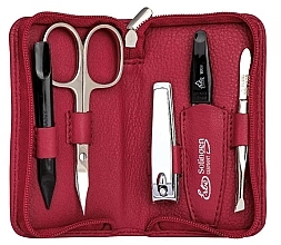 Manicure Set, 5 tools 'Siena', with zipper, red - Erbe Solingen Manicure Zipper Case — photo N2