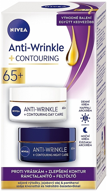 Set - Nivea Anti-Wrinkle+Contouring 65+ (d/cr/50ml + n/cr/50ml) — photo N1