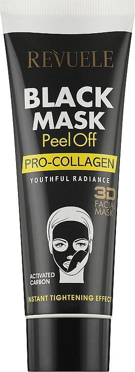 Black Face Mask "Pro-Collagen" - Revuele Black Mask Peel Off Pro-Collagen — photo N1