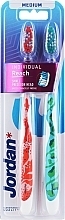 Individual Reach Toothbrush, medium, orange+blue with leaves - Jordan Individual Reach Medium — photo N1