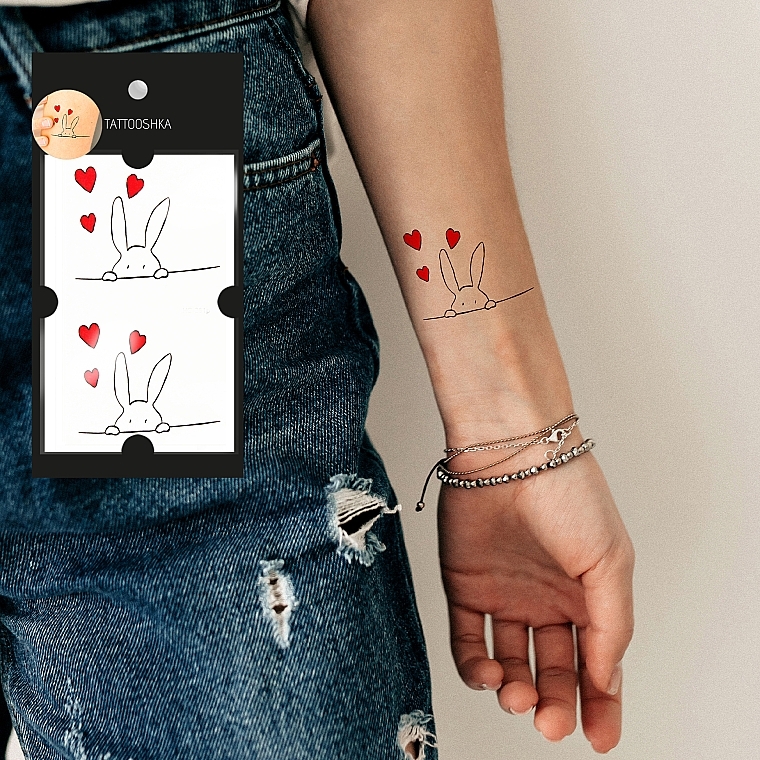 Temporary Tattoo "Loving Bunny" - Tattooshka — photo N4