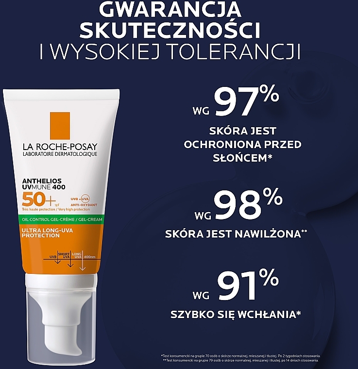 Mattifying Sunscreen Gel for Oily Sensitive Skin SPF 50+ - La Roche-Posay Anthelios Gel-Cream — photo N2