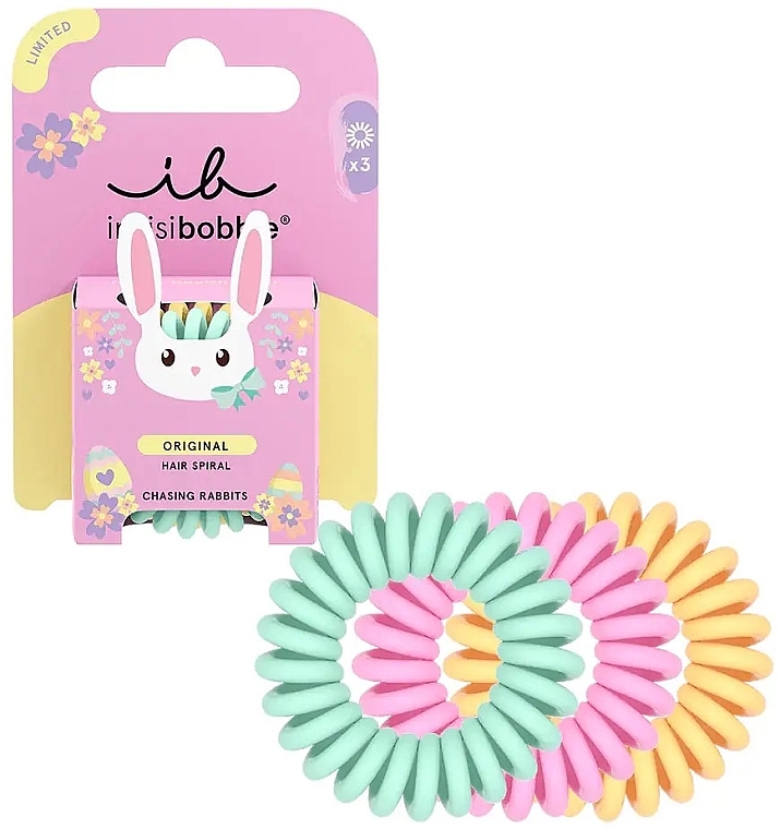 Hair Tie-Bracelet, 3 pcs - Invisibobble Original Easter Chasing Rabbits — photo N1