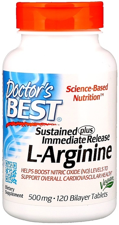 L-Arginine, 500 mg, 120 bilayer tablets - Doctor's Best — photo N1