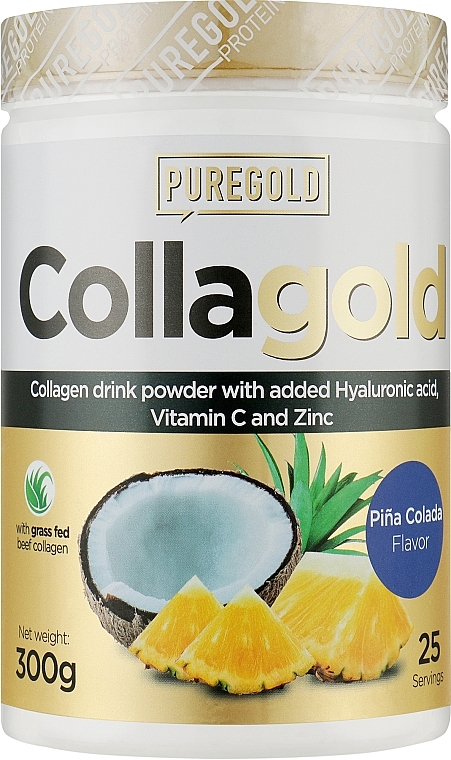 Pina Colada Flavored Collagen + Hyaluronic Acid, Vitamin C and Zinc - PureGold CollaGold Pina Colada — photo N1