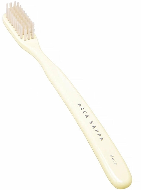 Medium Toothbrush, milk - Acca Kappa Vintage Tooth Brush Medium Nylon Natural Bristles Ivory White Color — photo N3