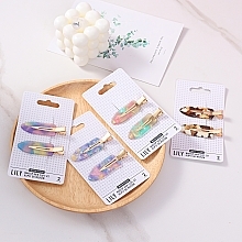 Hair Clip Set, 2 pcs. - Sister Young Lily Milk Coffee — photo N4