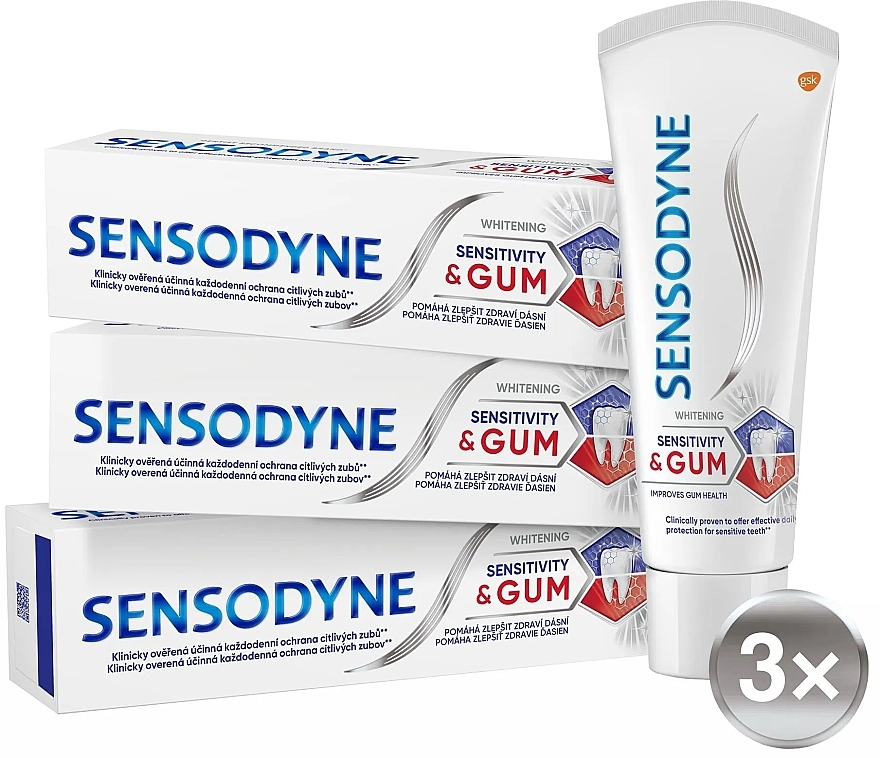 Set - Sensodyne Sensitivity & Gum Whitening Trio (toothpaste/75mlx3) — photo N1