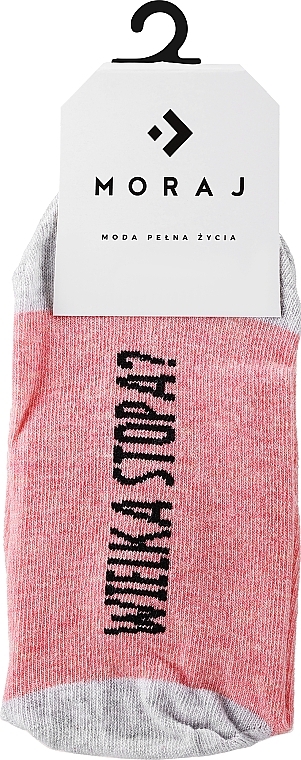 Women Short Socks with Funny Lettering, pink - Moraj — photo N1