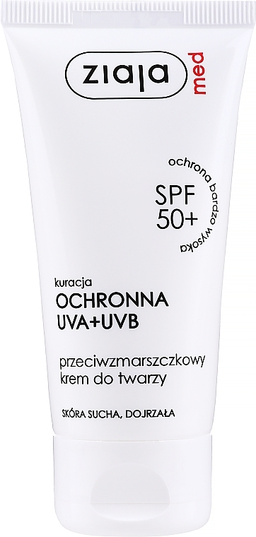 Anti-Wrinkle Face Cream for Mature & Dry Skin SPF 50+ - Ziaja Med Cream Wrinkle Dry Spf 50 — photo N4