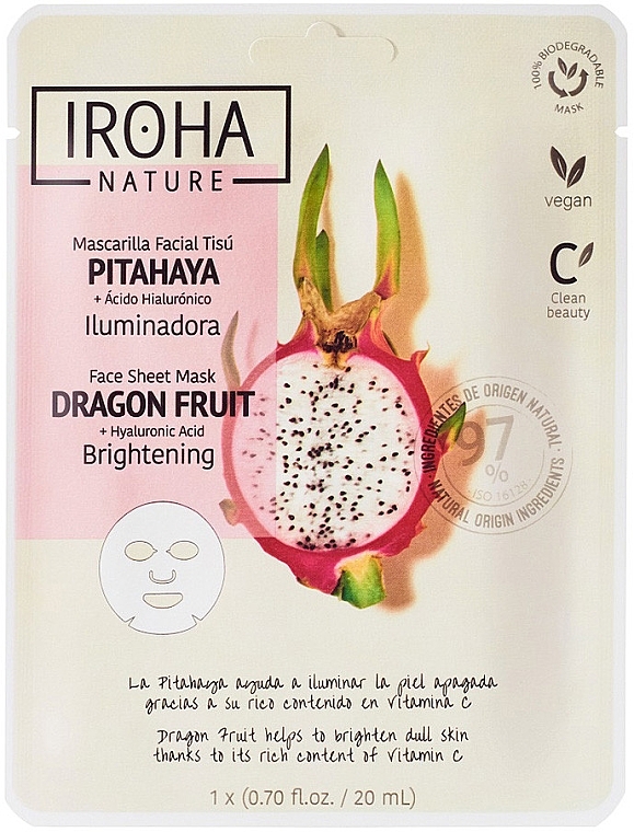 Sheet Mask - Iroha Nature Brightening Dragon Fruit + Hyaluronic Acid Sheet Mask — photo N3