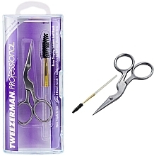 Fragrances, Perfumes, Cosmetics Brow Scissors with Brush - Tweezerman Stainless Brow Shaping Scissors and Brush