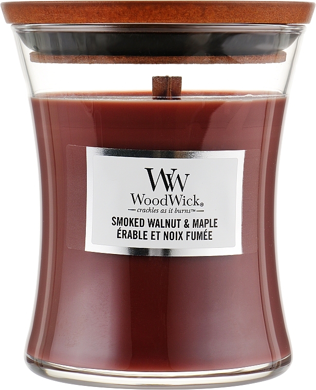 Scented Candle in Glass - WoodWick Smoked Walnut & Maple — photo N2