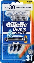Fragrances, Perfumes, Cosmetics Disposable Shaving Razor Set, 3 pcs - Gillette Blue 3 Comfort