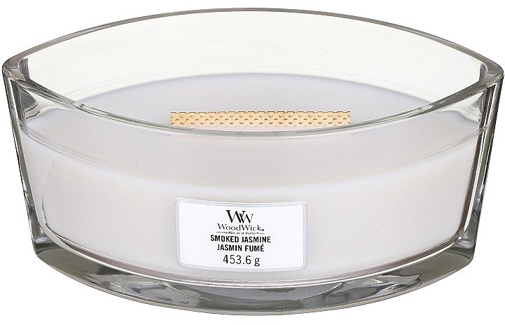 Scented Candle in Glass - Woodwick Hearthwick Flame Ellipse Candle Smoked Jasmine — photo N1