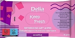 Fragrances, Perfumes, Cosmetics Wet Wipes for Sensitive Skin, 15 pcs - Delia Keep Fresh Refreshing Wet Wipes Sensitive