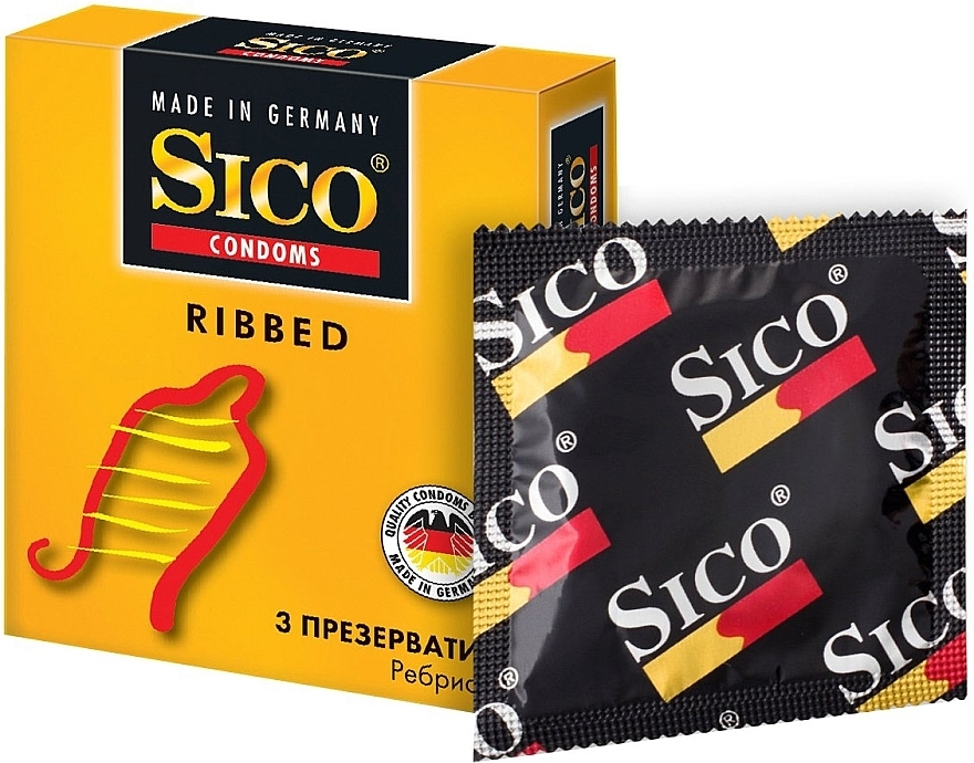 Ribbed Condoms, 3 pcs - Sico — photo N1